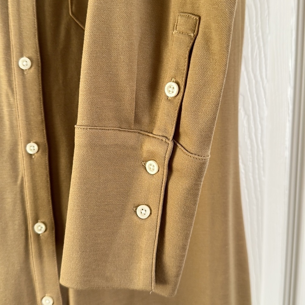 Banana Republic Tan Button-Front Midi Polo Shirt Dress Alegre - Picture 7 of 11